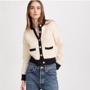 Alex Mill Nico Tipped Cardigan
Off white with Navy trim
100% cotton